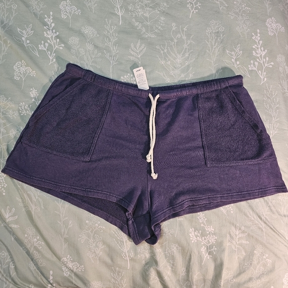 Aerie Terry Cloth Blue Athletic Shorts with Adjustable Waist XXL - Picture 1 of 8